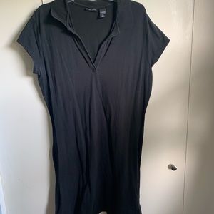 Black Short Sleeve Dress with Collar